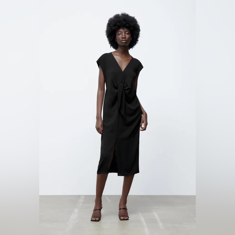 Zara knotted black midi dress